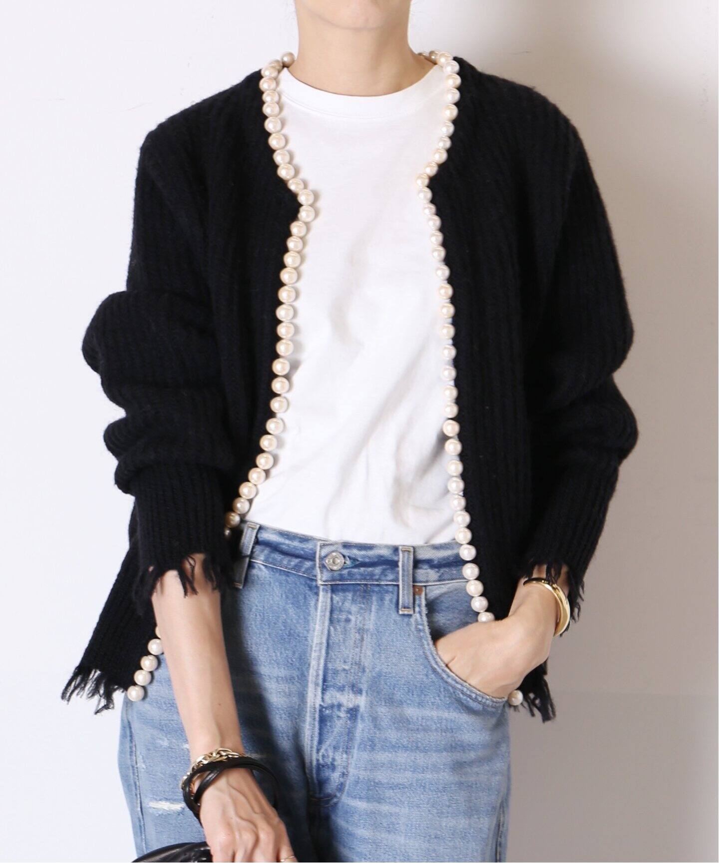 MADISONBLUE/マディソンブルー】PEARL DAMEGE カーディガン  