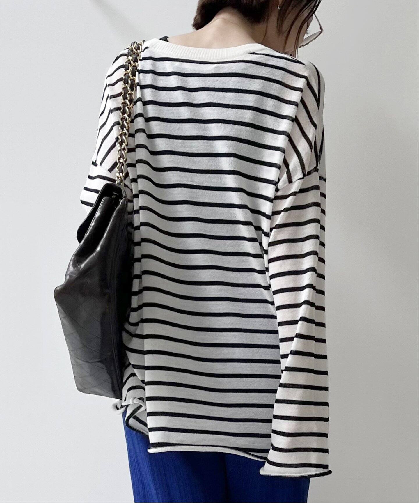 Border Sheer Knit（ニット／セーター）｜L
