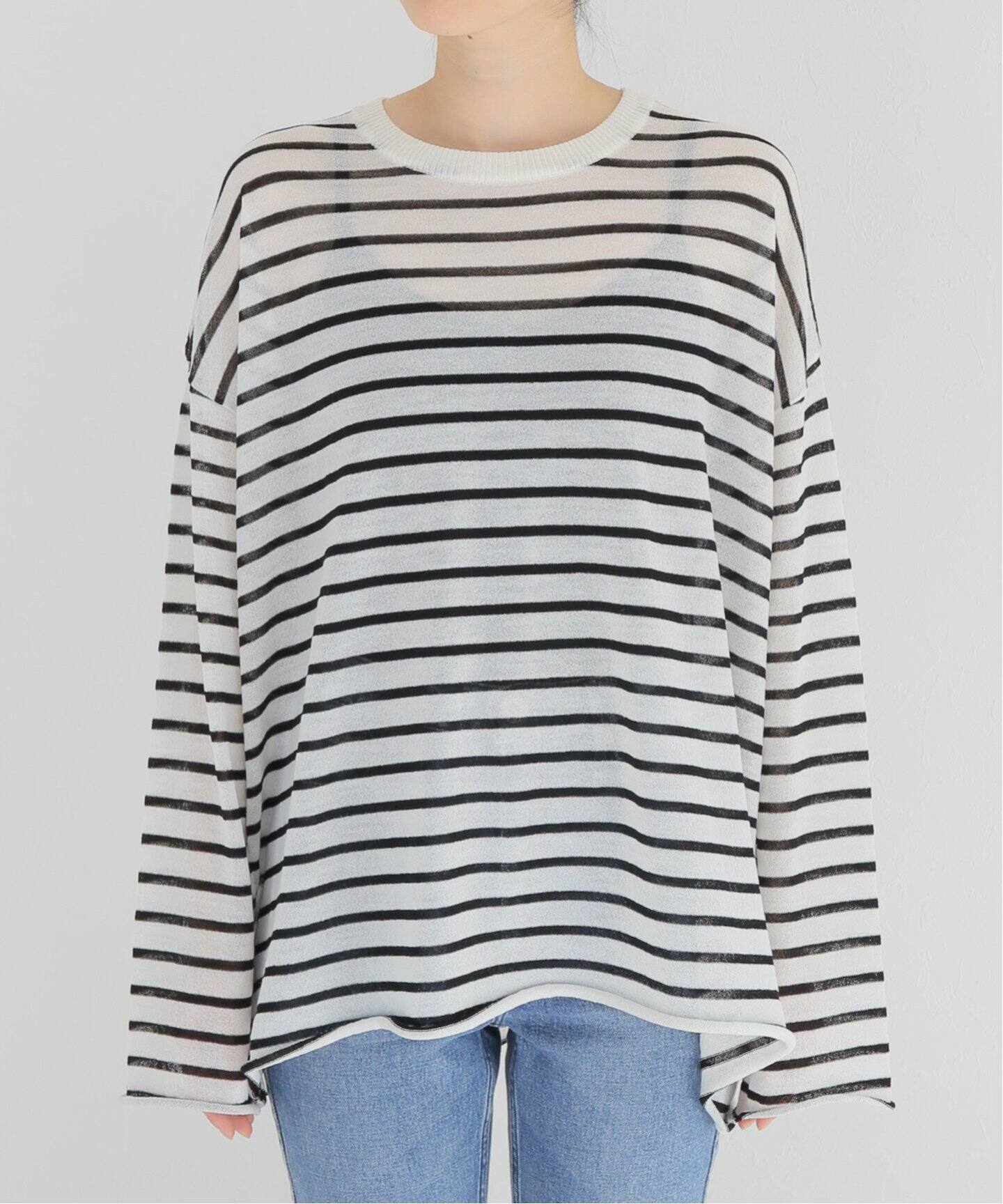Border Sheer Knit（ニット／セーター）｜L