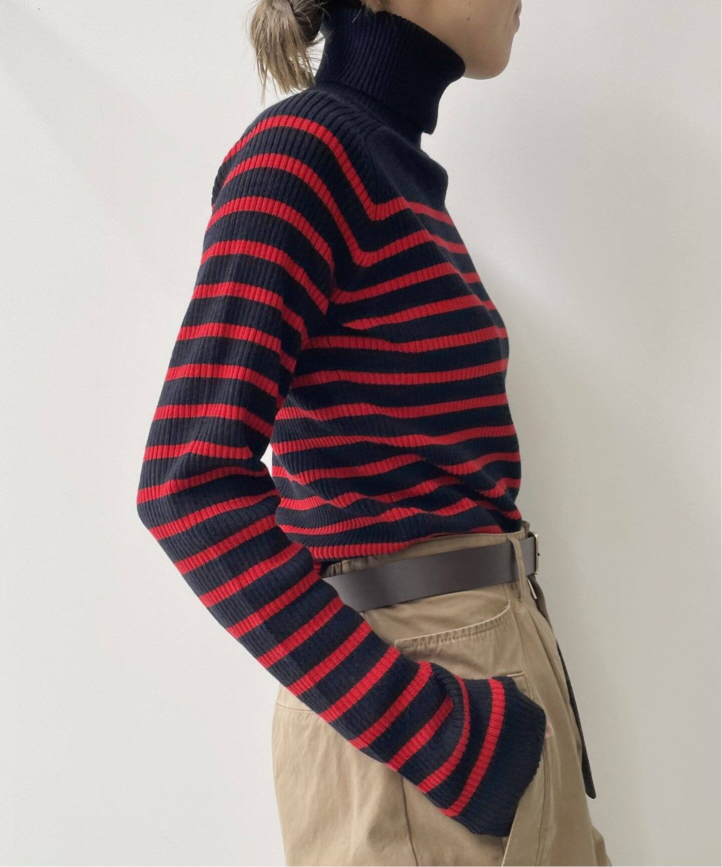 Border Turtleneck Knit（ニット／セーター）｜L