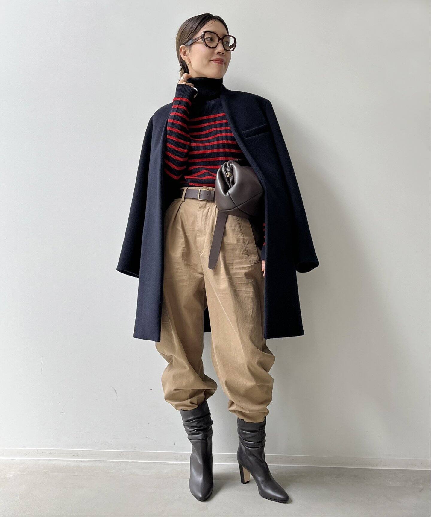 Border Turtleneck Knit（ニット／セーター）｜L