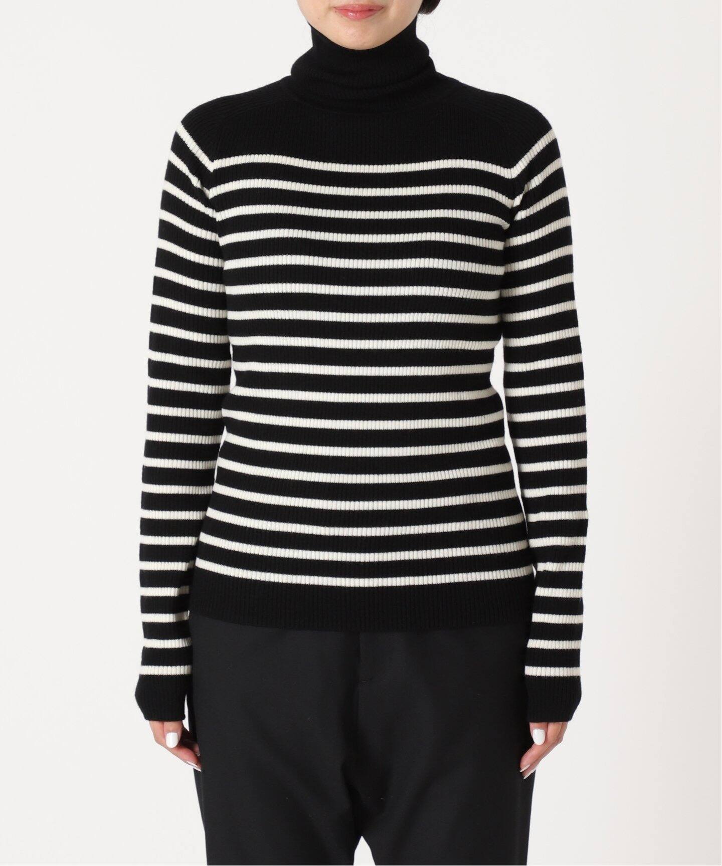 Border Turtleneck Knit（ニット／セーター）｜L
