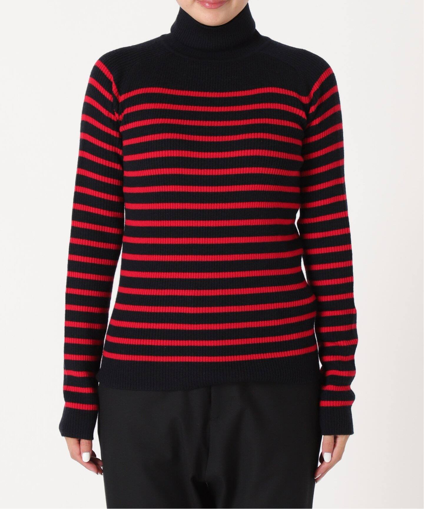Border Turtleneck Knit（ニット／セーター）｜L
