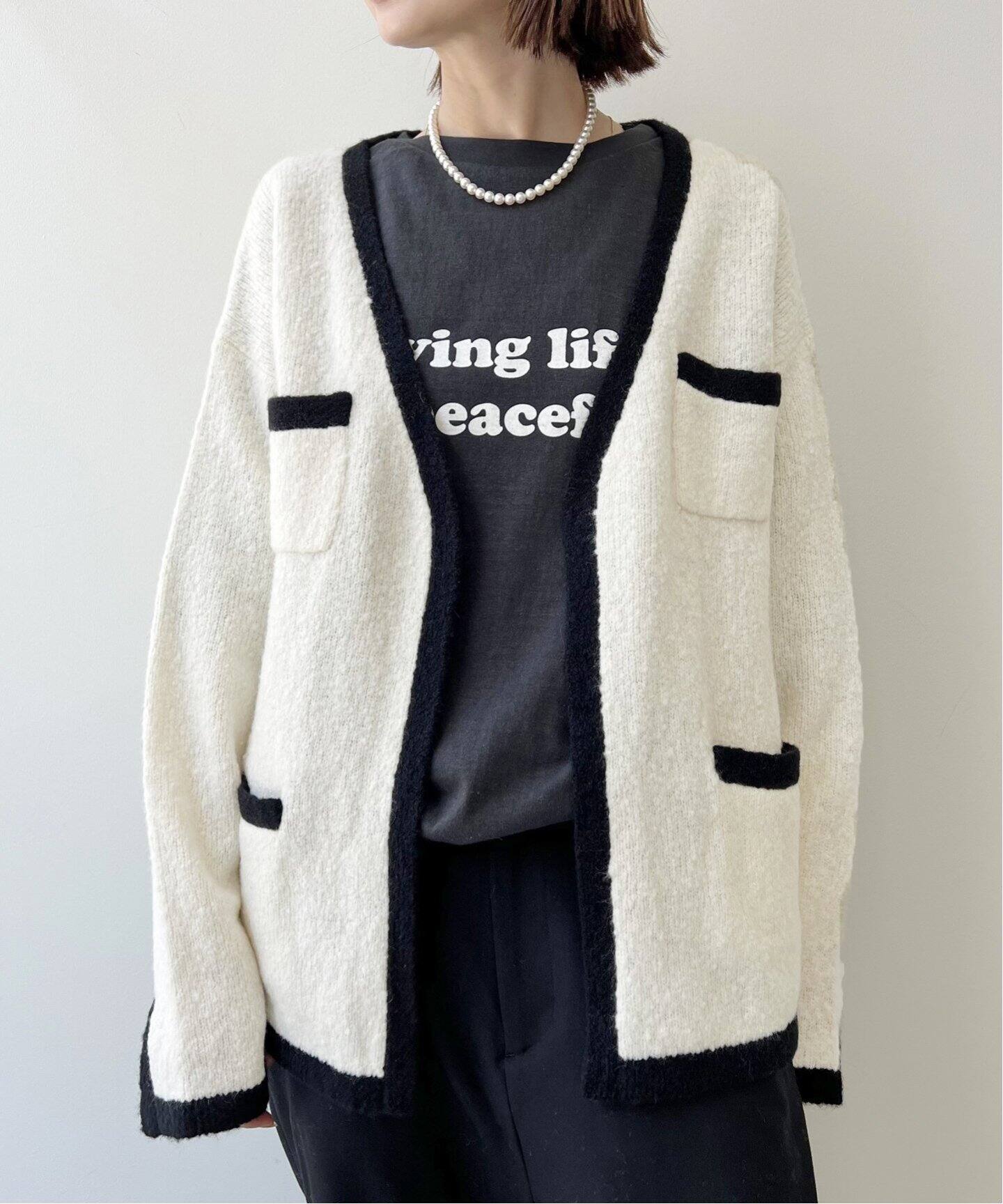 Bicolor Knit Cardigan（ニット／セーター）｜L 