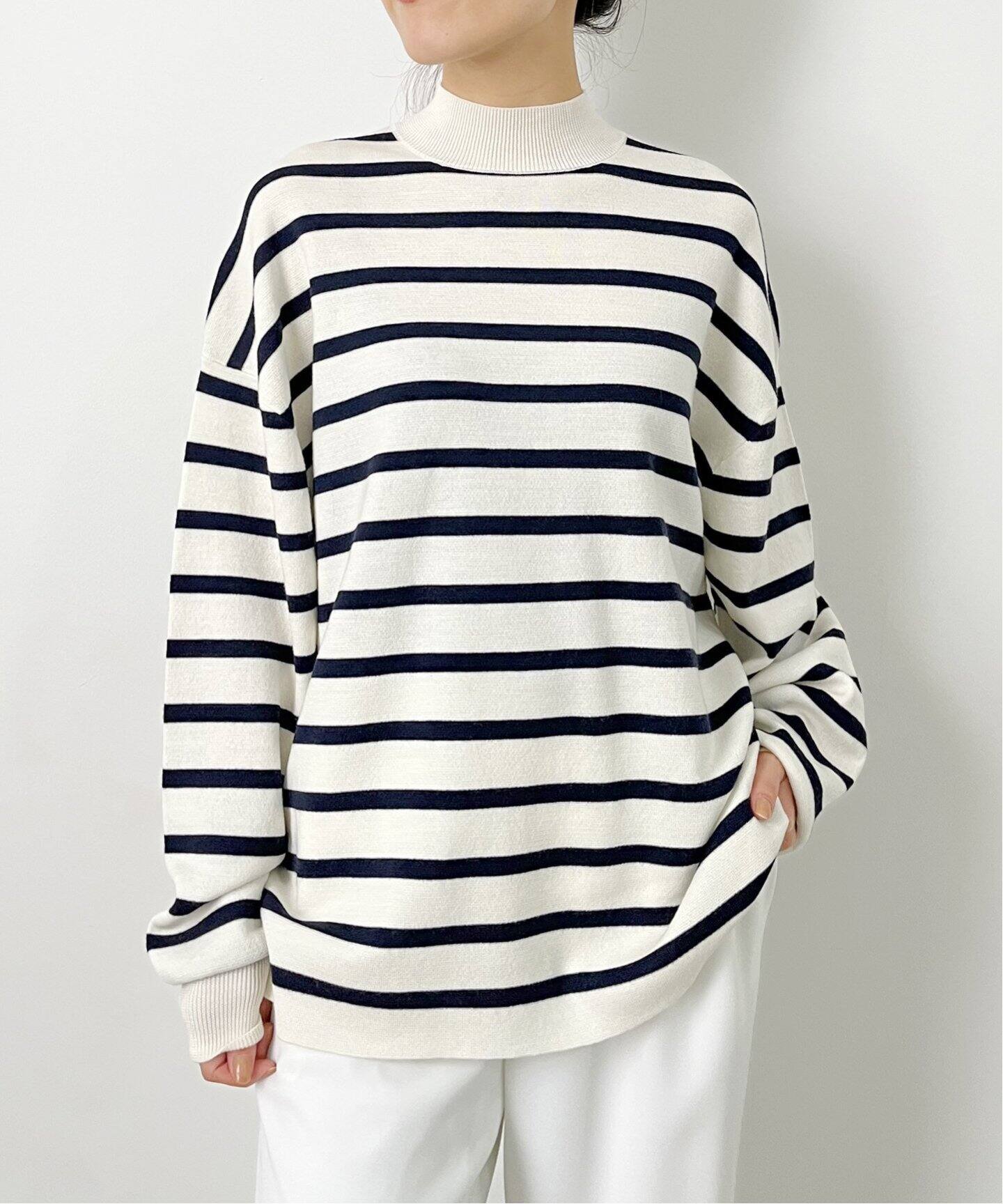 Mockneck Border Knit（ニット／セーター）｜L