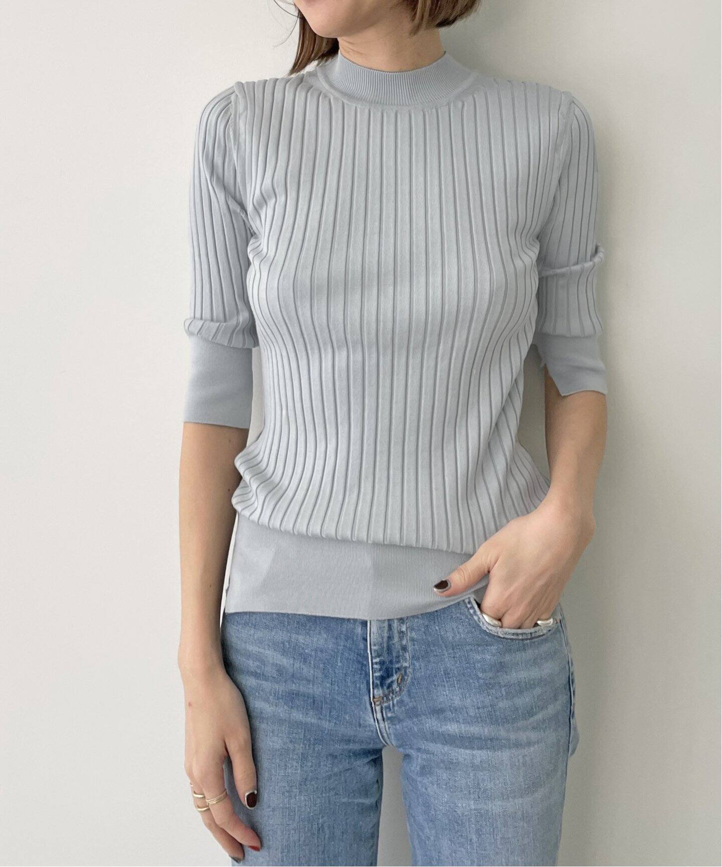 HAVEL studio/ハーヴェル スタジオ】RIB HALFSLEEVE PULLOVER（ニット 