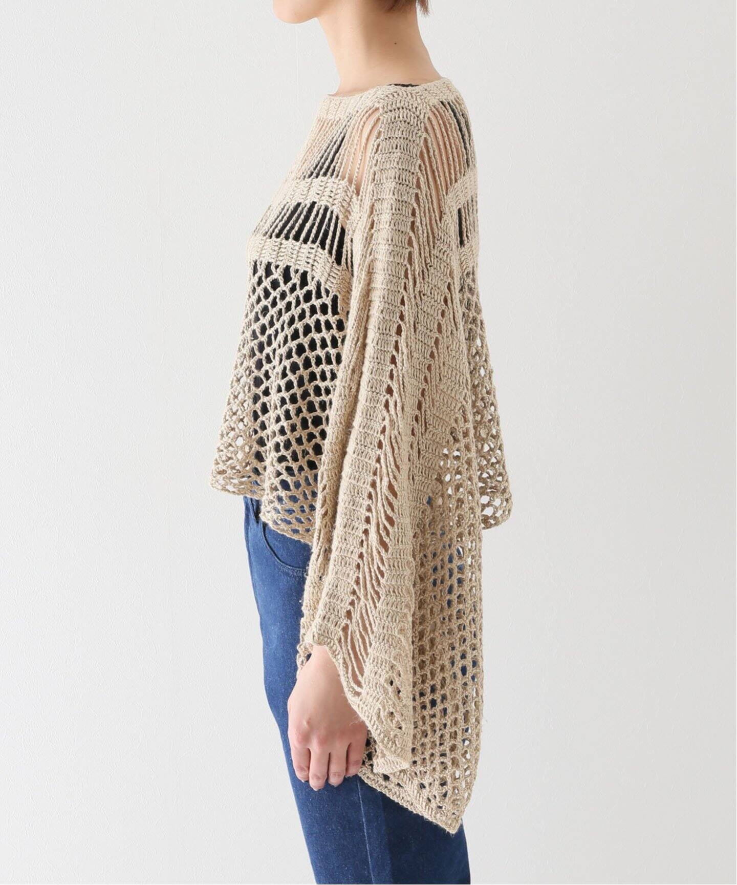 HAVEL studio/ハーヴェル スタジオ】LINEN CROCHET PILLOVER（ニット 