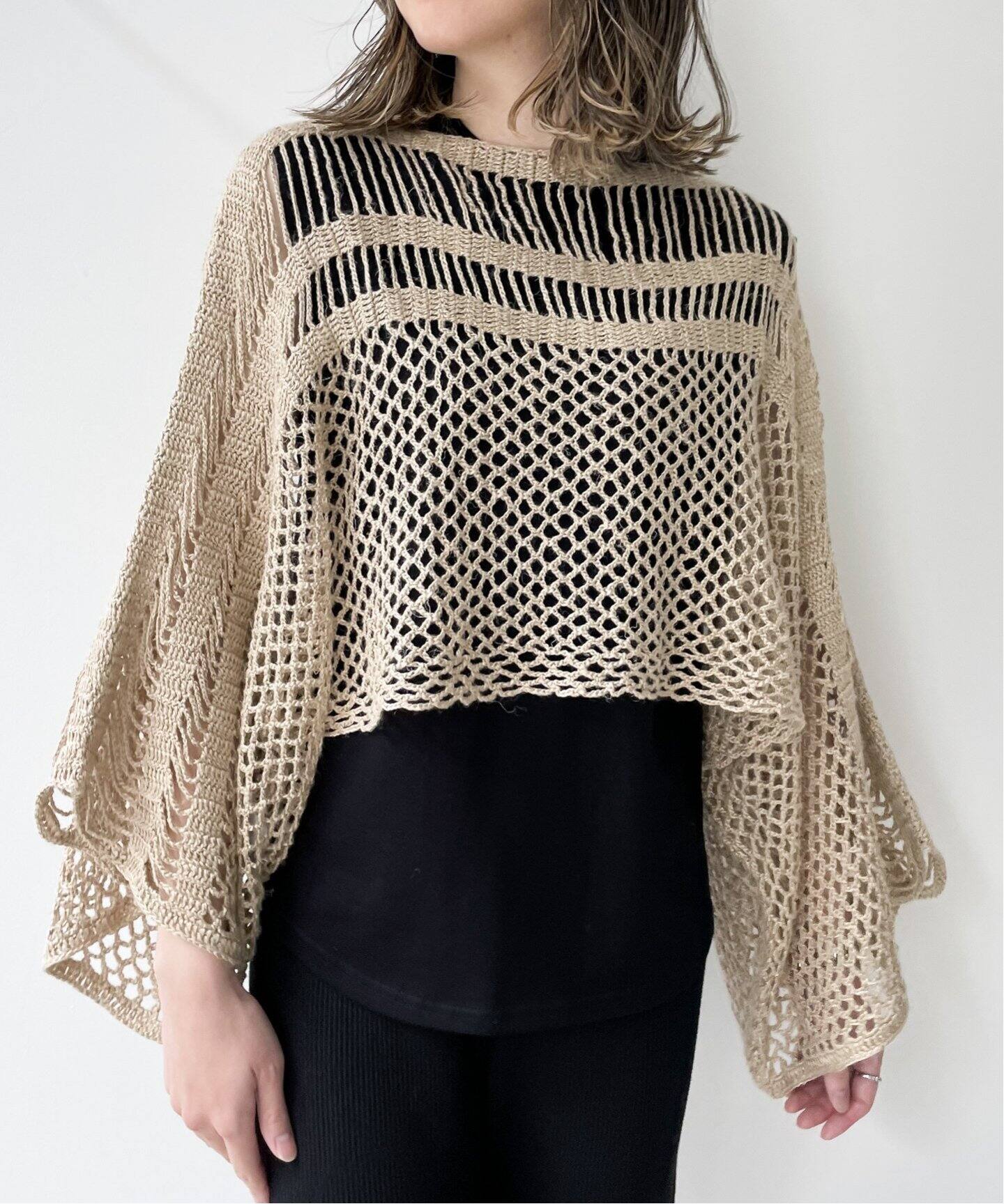 HAVEL studio/ハーヴェル スタジオ】LINEN CROCHET PILLOVER（ニット 