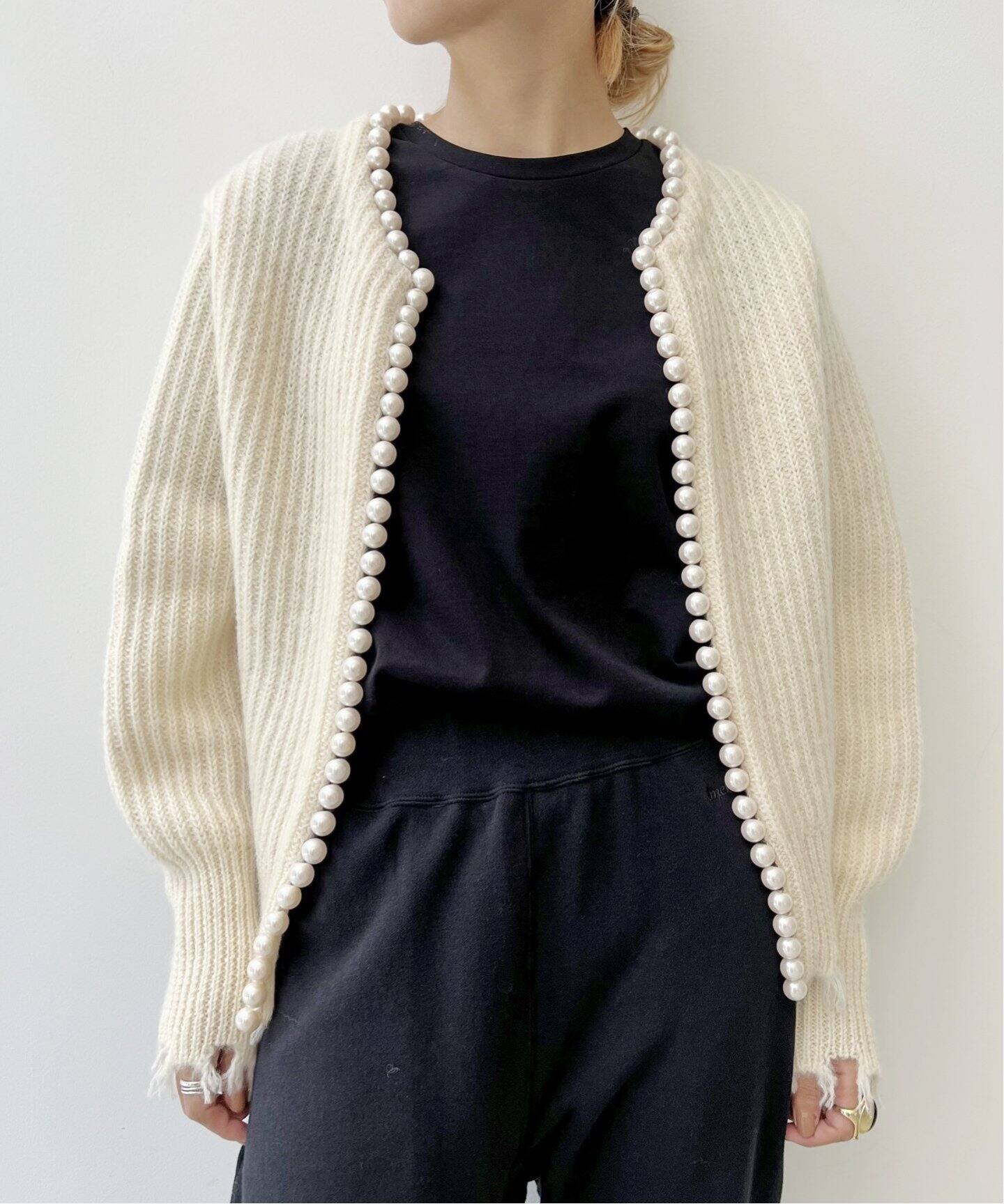 MADISONBLUE/マディソンブルー 】パールダメージカーディガン  