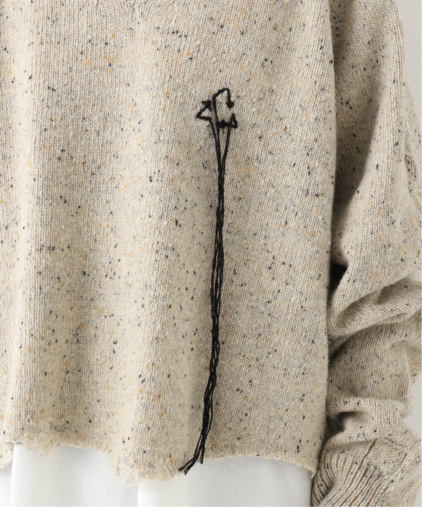 doubletクリーム色 刺繍入りセーター