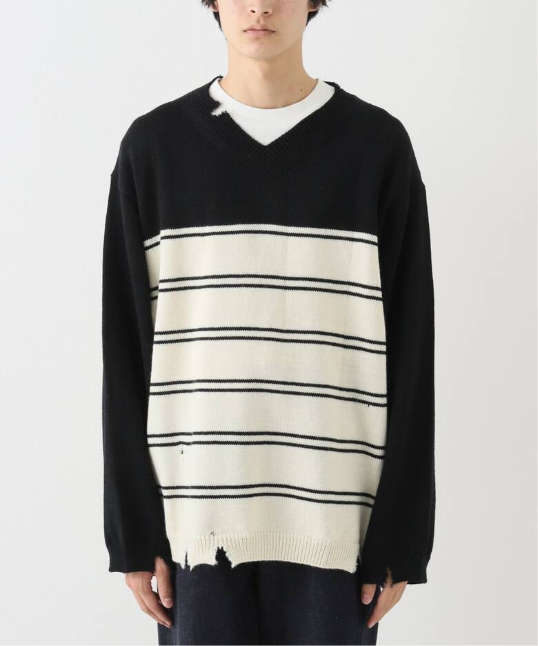 NOMA T.D. / ノ－マ・ティー・ディー】STRIPE DAMAGED SWEATER（ニット 