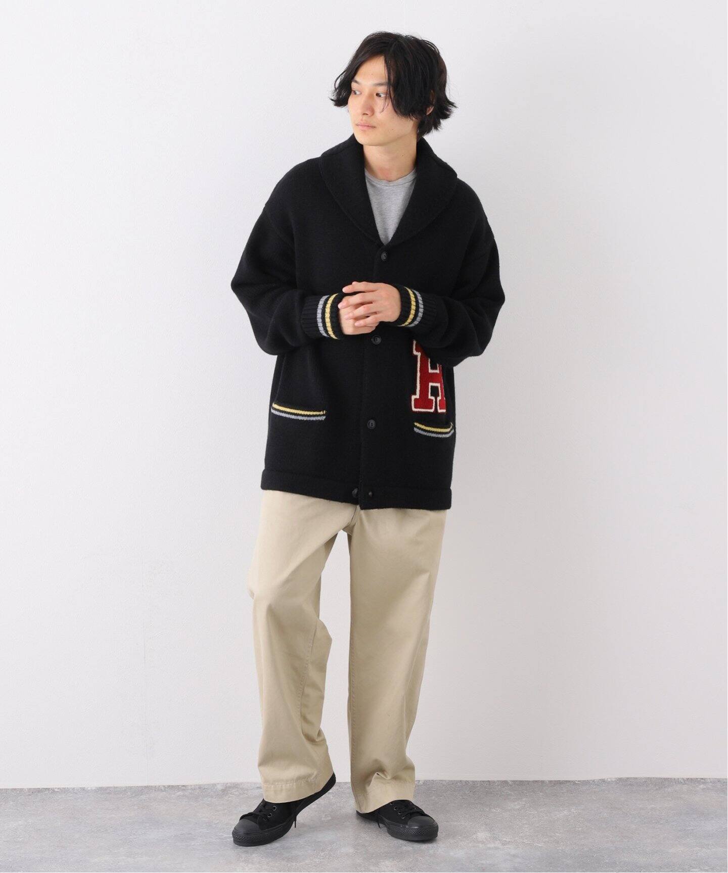 HARDIN KNITWEAR/ハーディンニットウェア】3ゲージ ショールカラー 