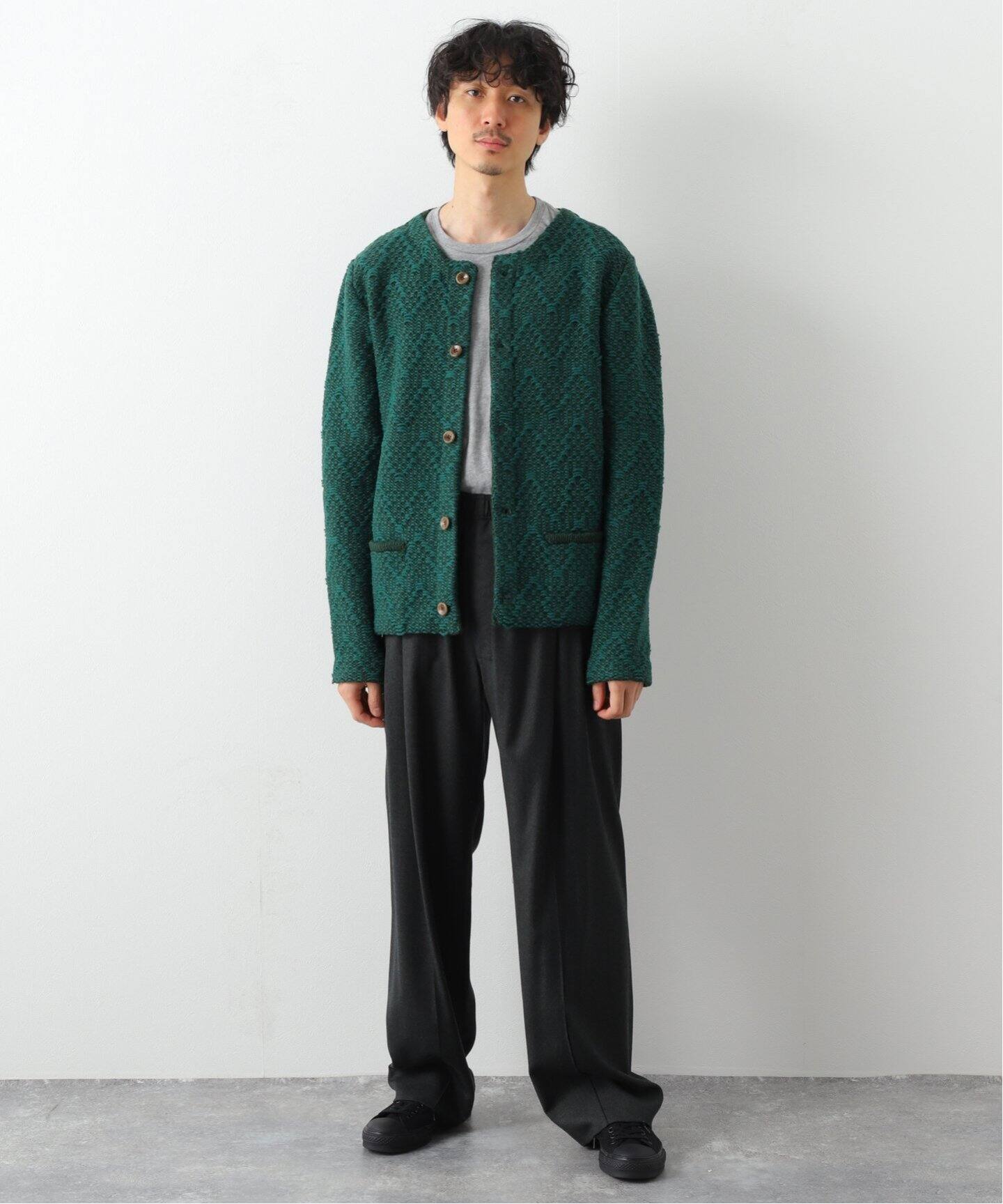 FRANK LEDER/フランクリーダー】HAND KNITTED WOOL C/N CARDIGAN  