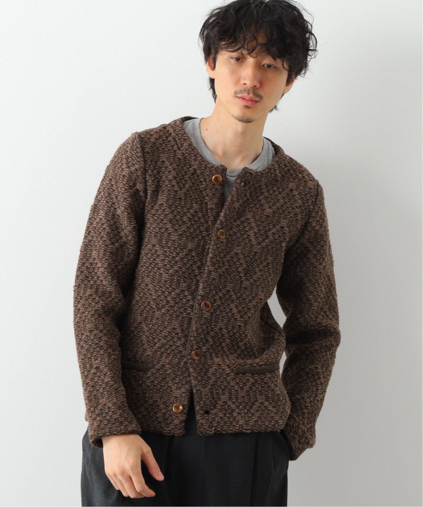 FRANK LEDER/フランクリーダー】HAND KNITTED WOOL C/N CARDIGAN  