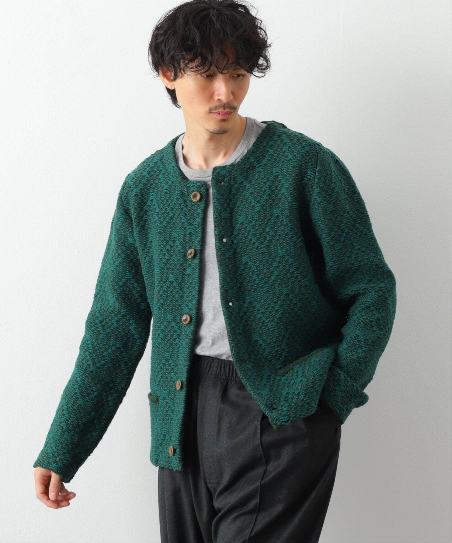 FRANK LEDER/フランクリーダー】HAND KNITTED WOOL C/N CARDIGAN  