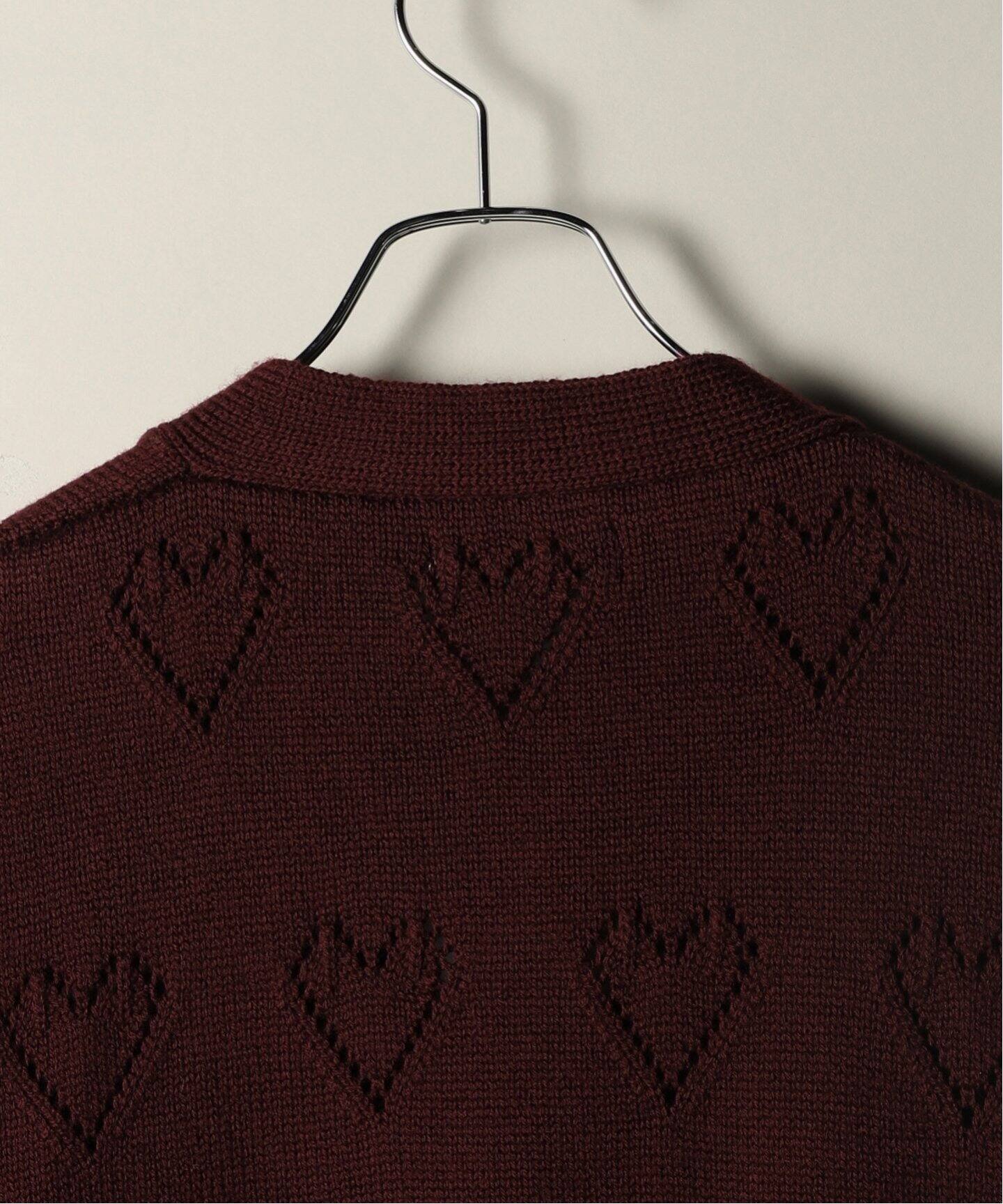 ERNEST W. BAKER / アーネストダブルベイカー】Hearts knit cardigan 