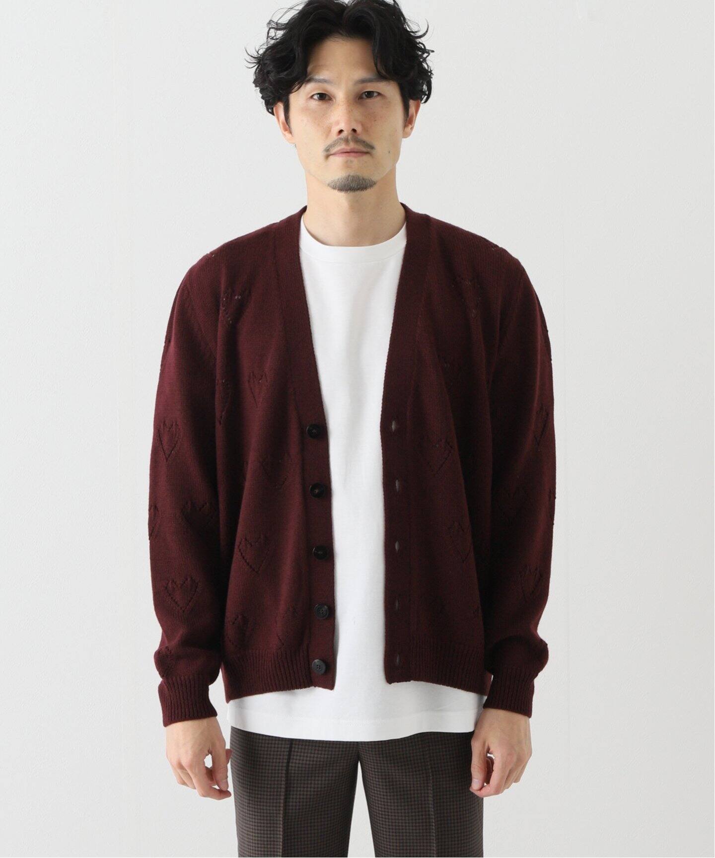 ERNEST W. BAKER / アーネストダブルベイカー】Hearts knit cardigan 