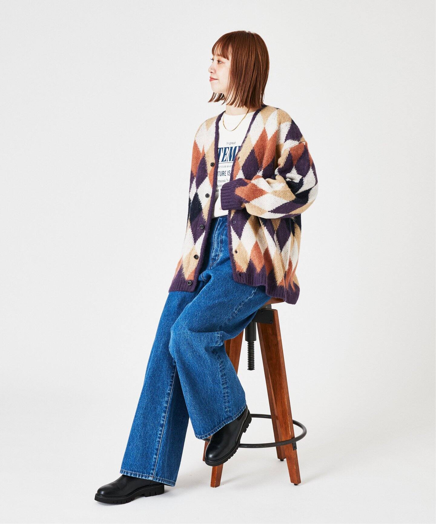 オーバーサイズ 総柄グランジカーディガン B C Stock ベーセーストック 公式のファッション通販 Baycrew S Store