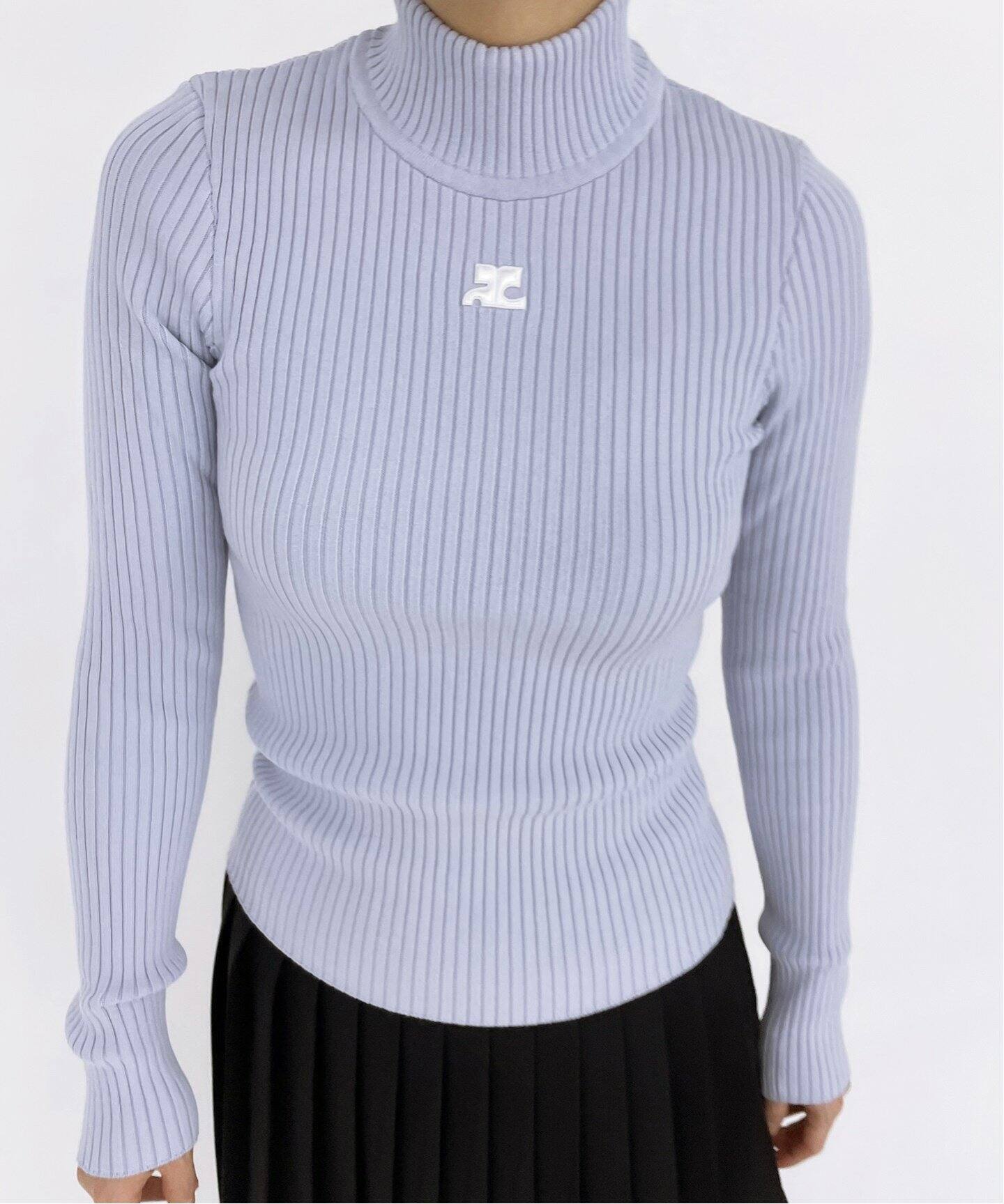 COURREGES/クレージュ】RIB KNIT HIGH NECK SWEATER（ニット／セーター  