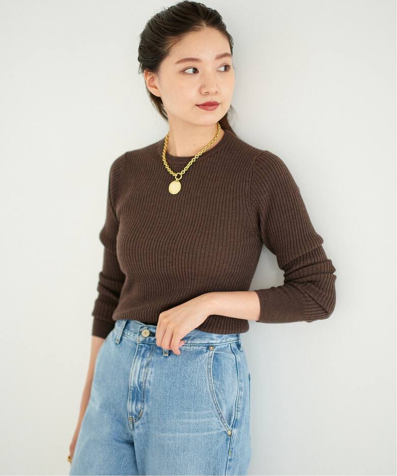 エクストラファインメリノリブ クルーネックプルオーバー（ニット  