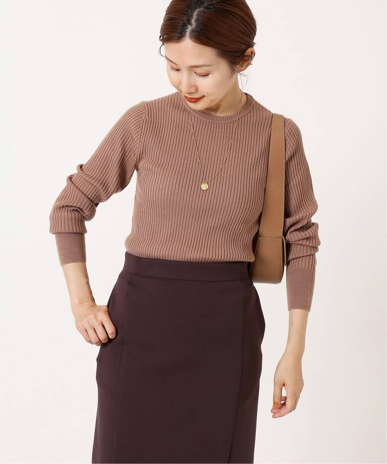 エクストラファインメリノリブ クルーネックプルオーバー（ニット  