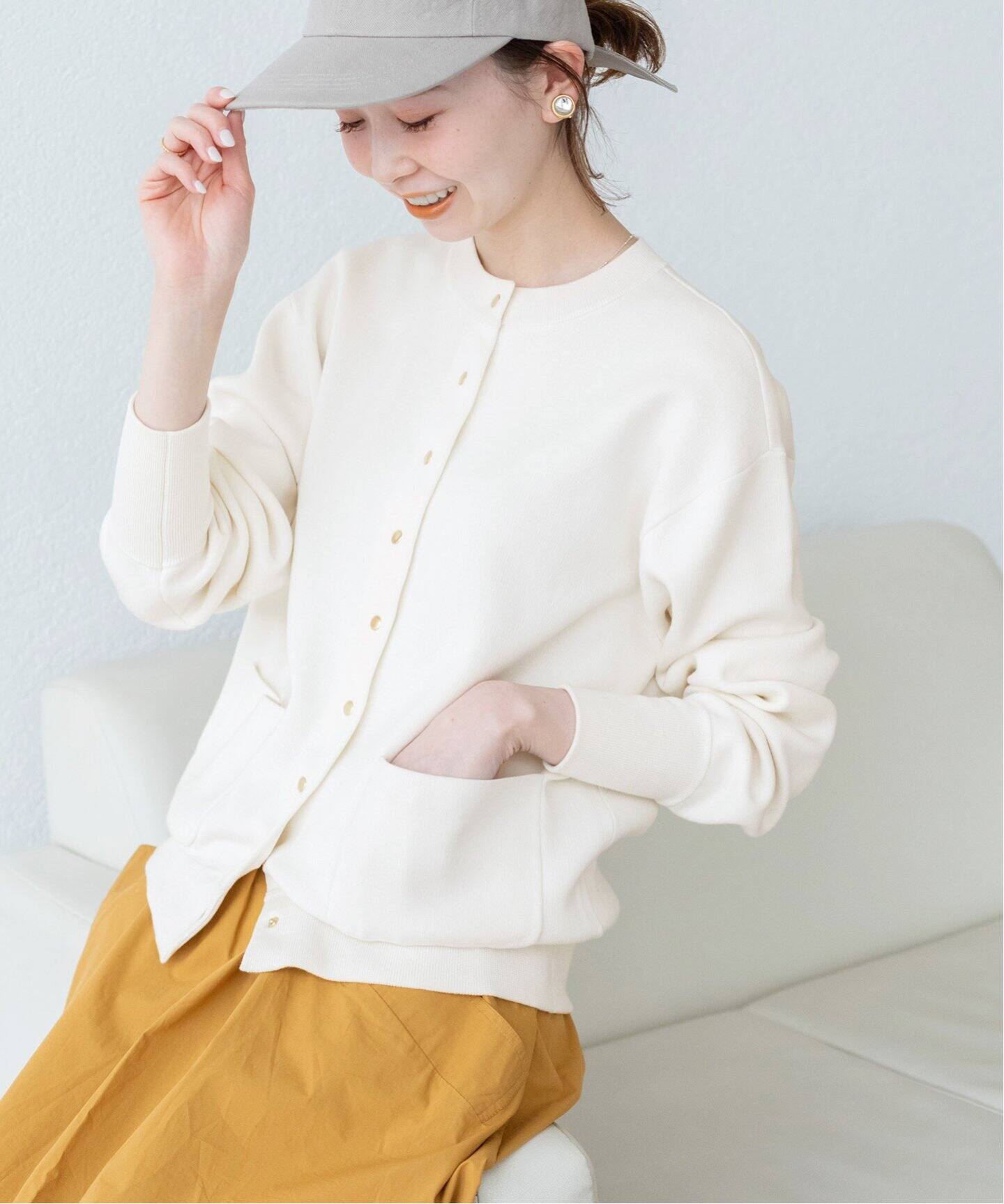 コットンドットスナップクルーカーディガン◇（カーディガン）｜IENA  