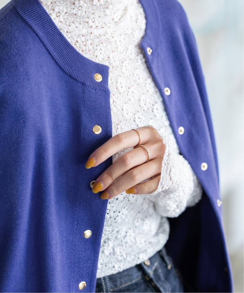 コットンドットスナップクルーカーディガン◇（カーディガン）｜IENA  