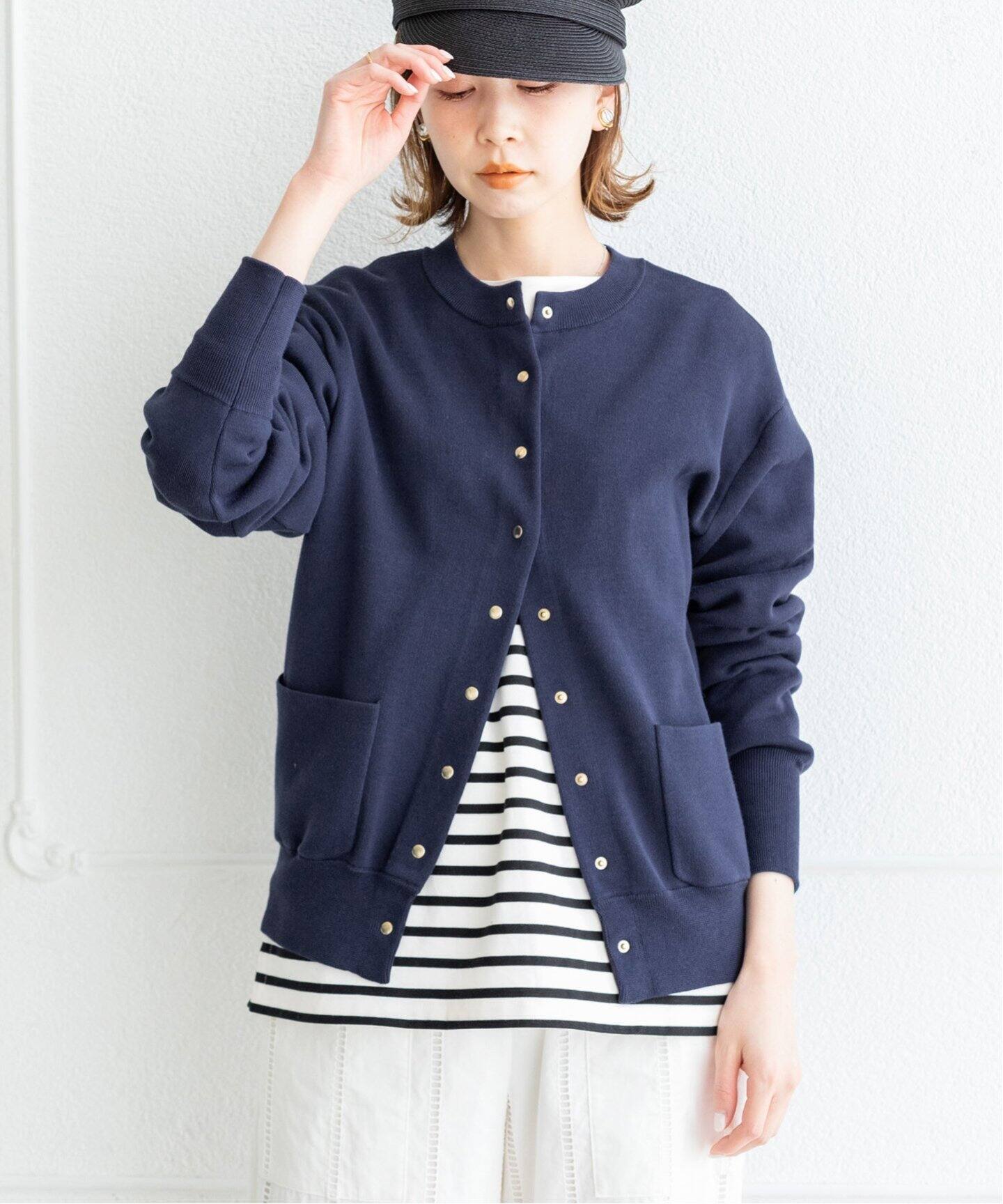 コットンドットスナップクルーカーディガン◇（カーディガン）｜IENA  