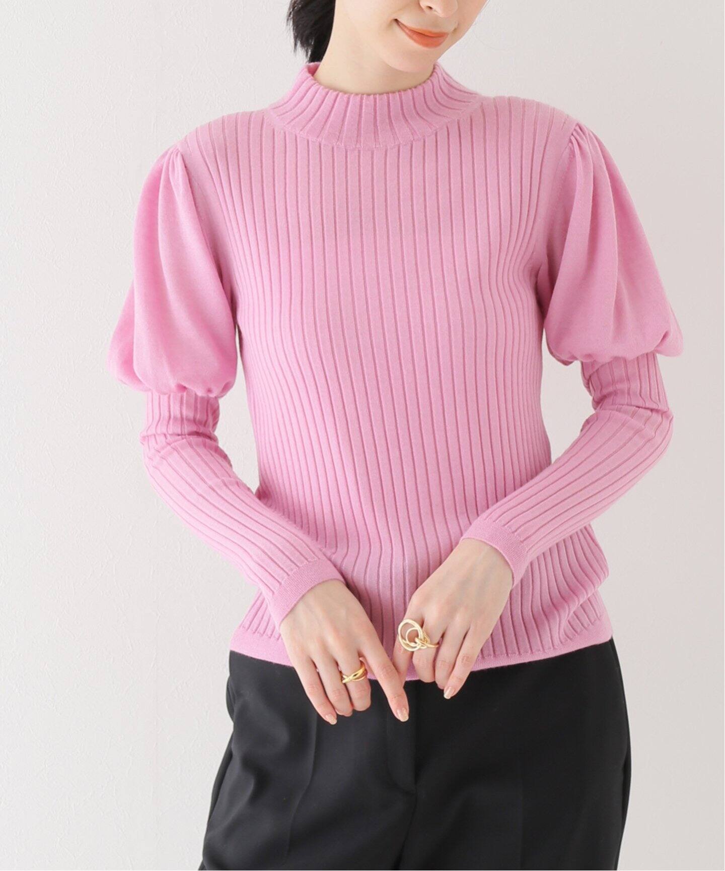 leur logette/ルールロジェット】カシミヤシルク混リブトップス 