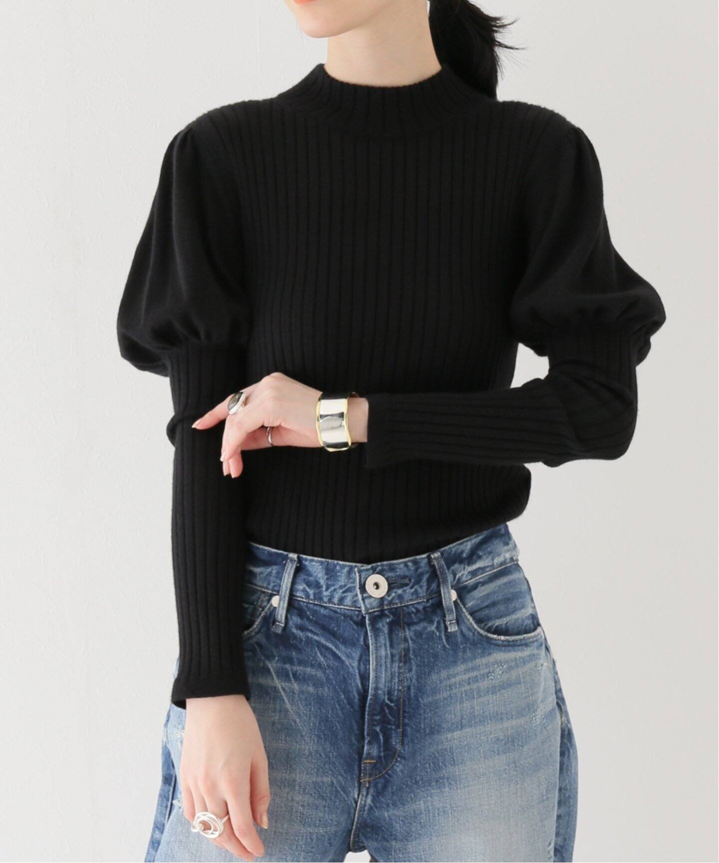 leur logette/ルールロジェット】カシミヤシルク混リブトップス  