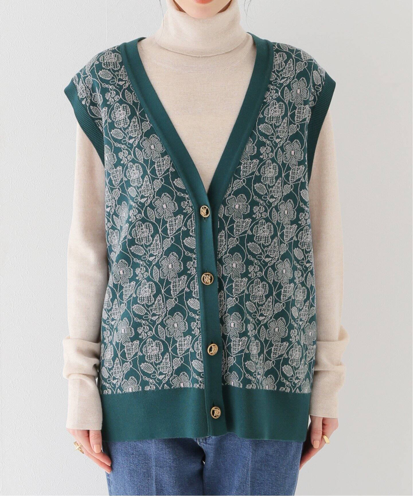 leur logette/ルールロジェット】flower jacquard ベスト 