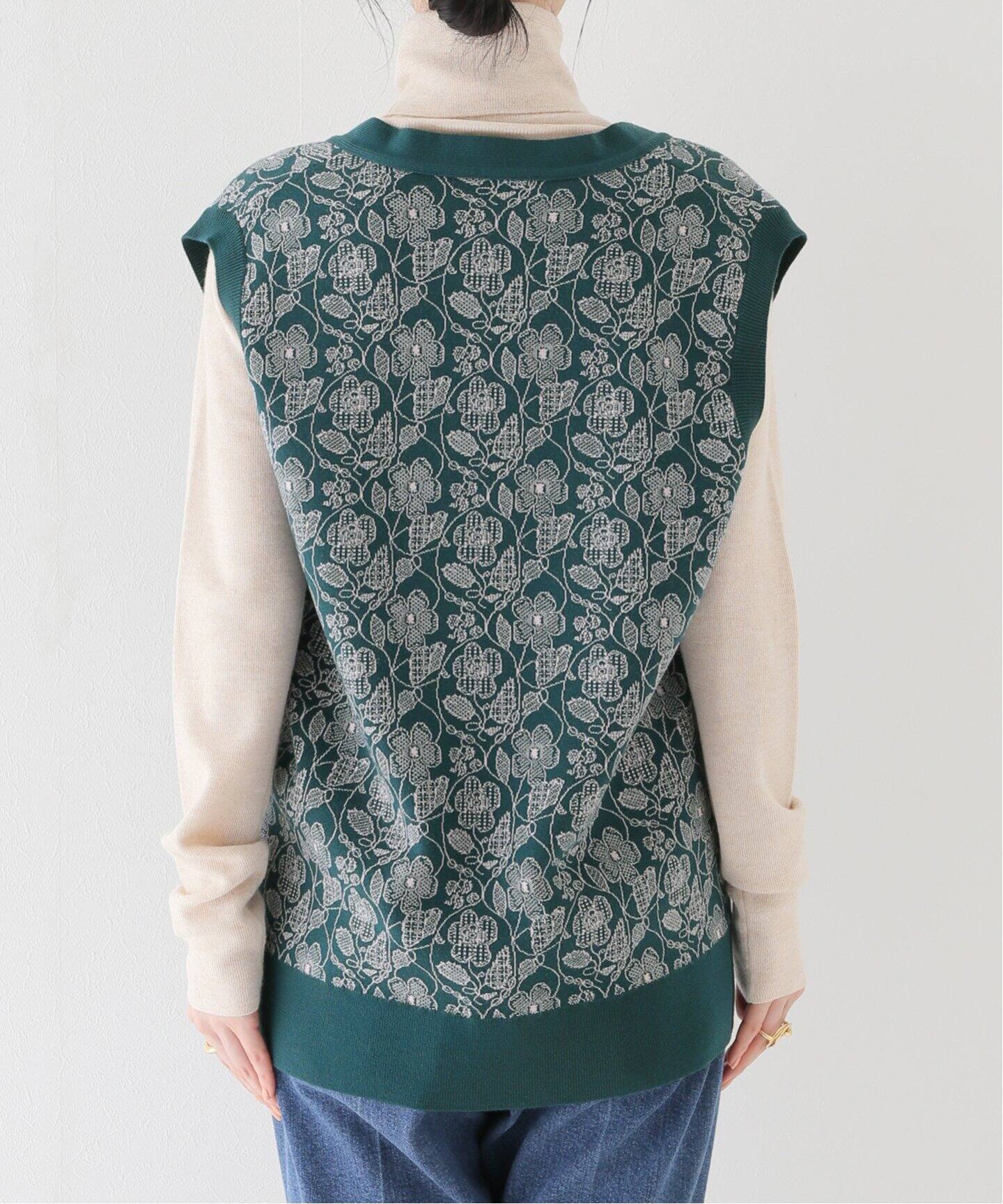 leur logette/ルールロジェット】flower jacquard ベスト（ニット 