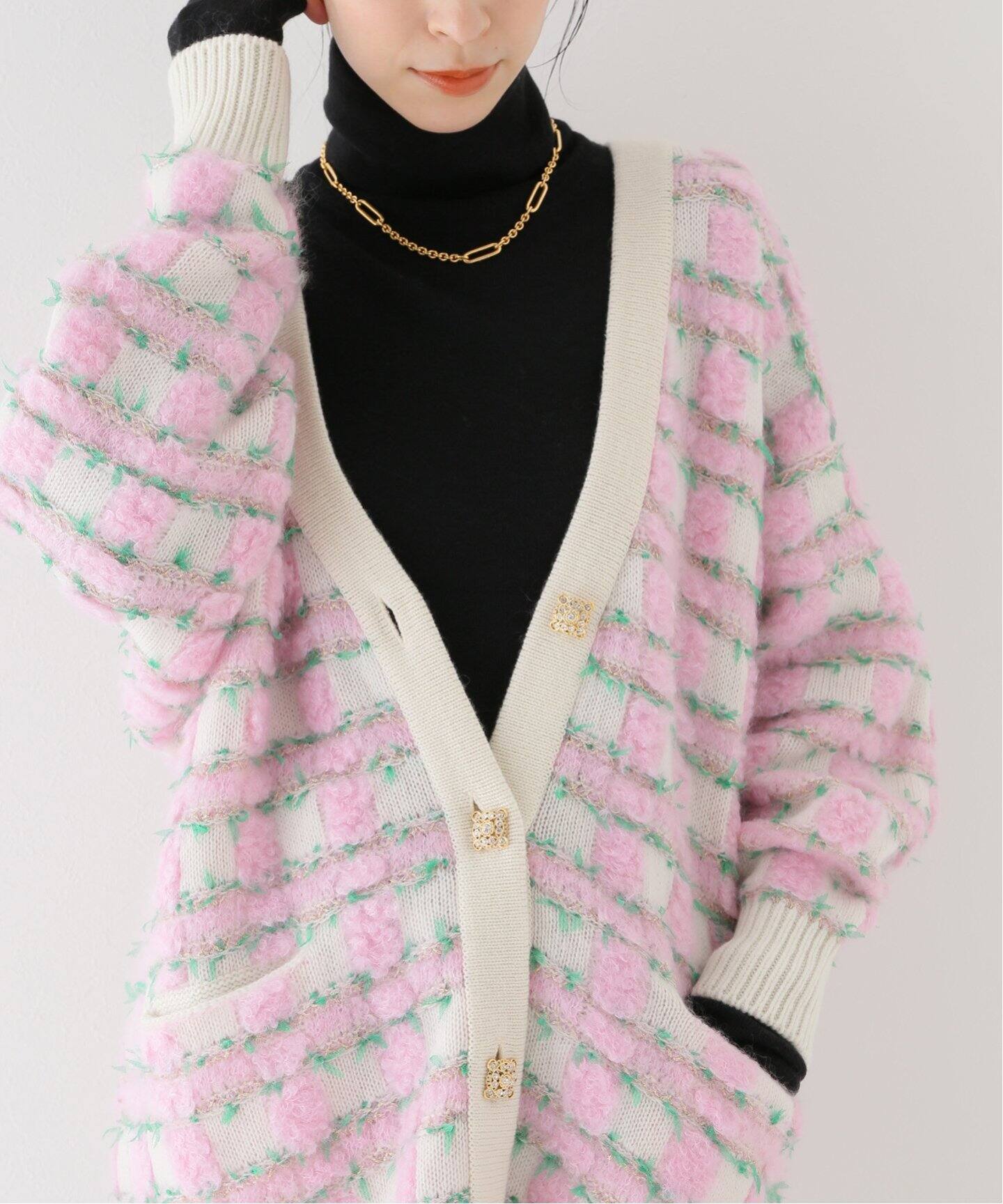 leur logette/ルールロジェット】 loop mohair mix カーディガン  