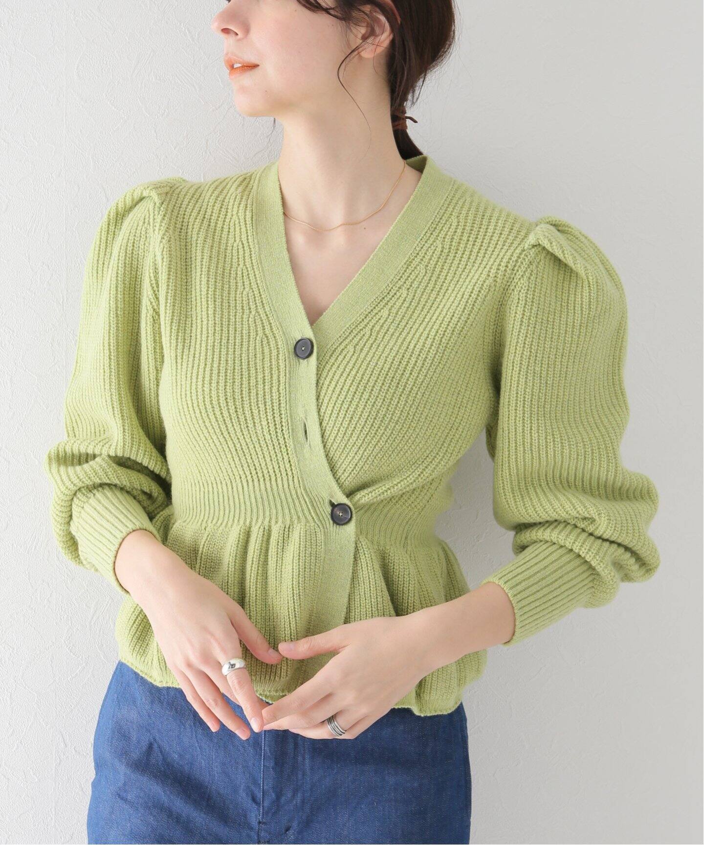 JANE SMITH/ジェーンスミス】7G 2WAY ボリュームスリーブ カーディガン  