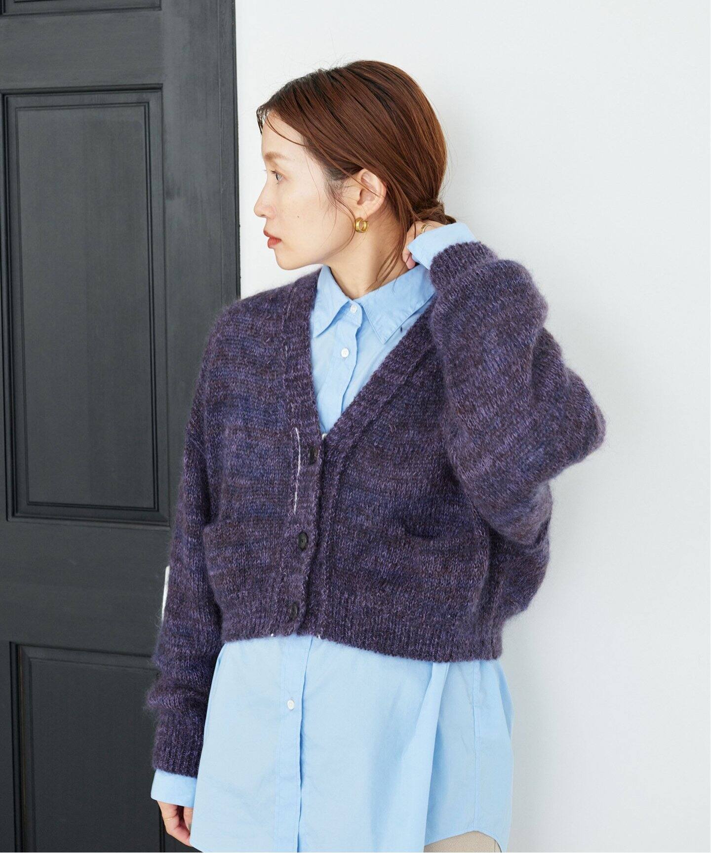 JANE SMITH/ジェーンスミス】5G モヘヤMIX ショート カーディガン  