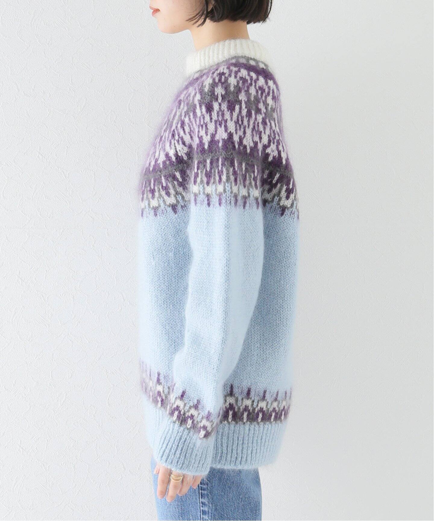 YONETOMI NEW BASIC】別注モヘヤ混ノルディックニット（ニット 