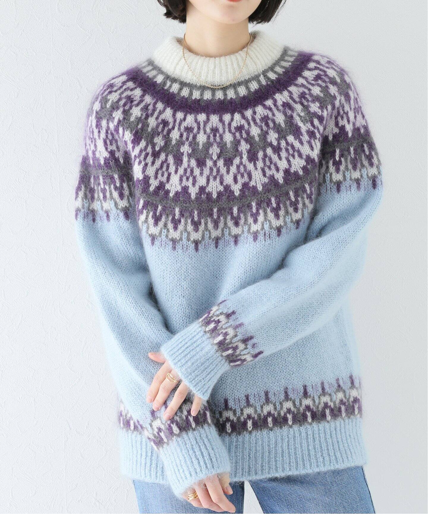 YONETOMI NEW BASIC】別注モヘヤ混ノルディックニット（ニット 