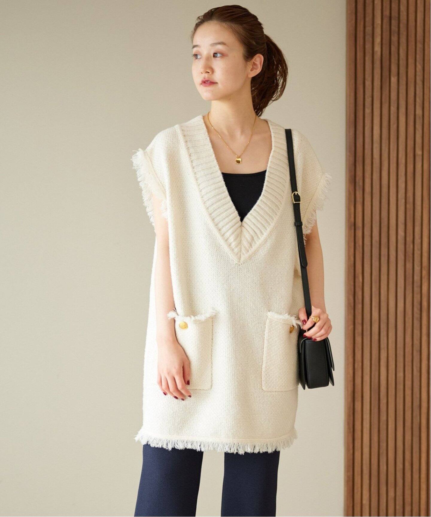 追加品番》【ADAWAS/アダワス】KNIT TWEED 2PKT ベスト（ベスト 