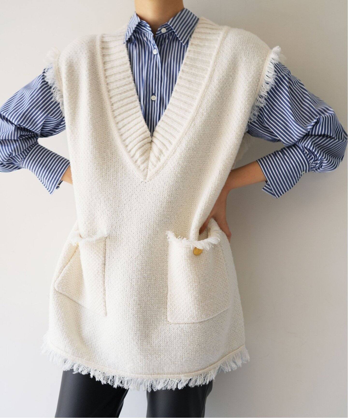 追加品番》【ADAWAS/アダワス】KNIT TWEED 2PKT ベスト（ベスト 