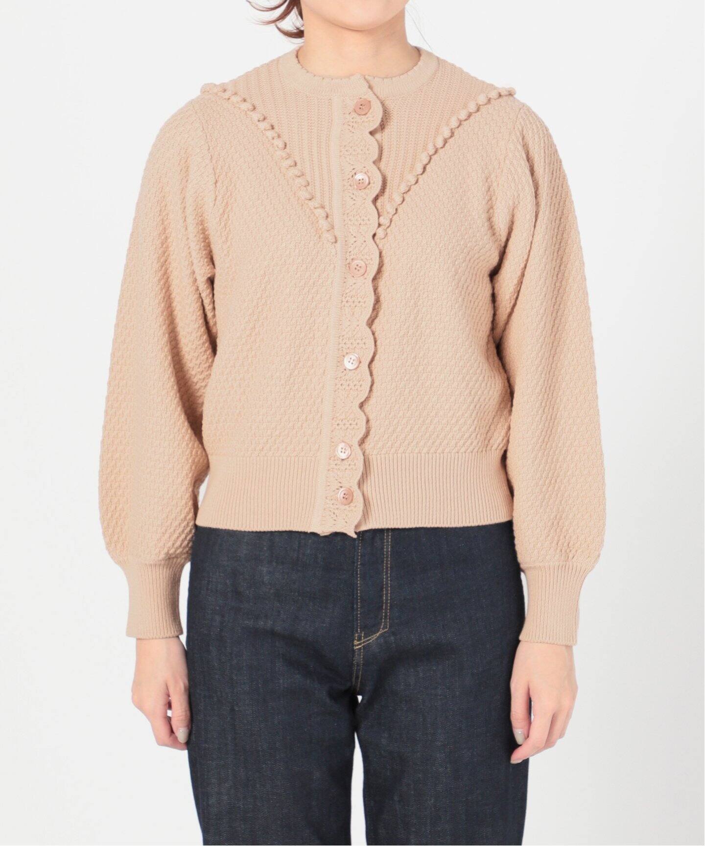 追加》IENA LA BOUCLE AJAポンポンカーディガン◇（カーディガン 