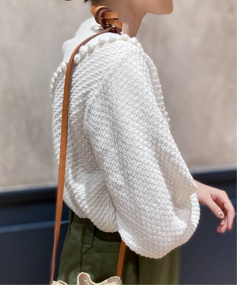 追加》IENA LA BOUCLE AJAポンポンカーディガン◇（カーディガン 
