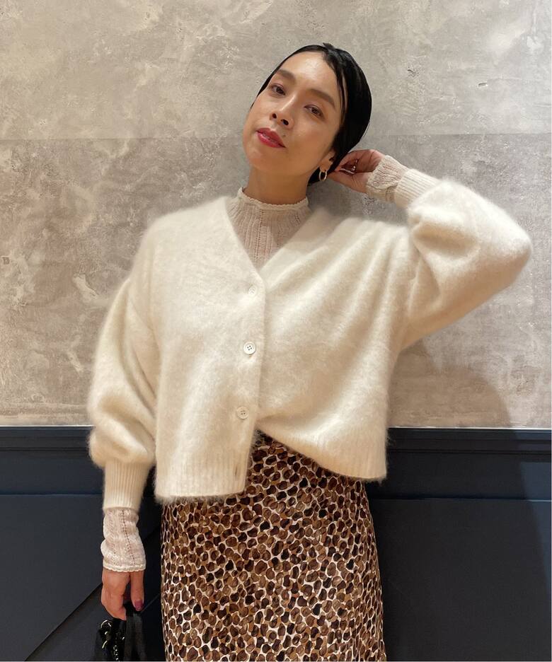 IENA LA BOUCLE ラクーンファーニットカーディガン（カーディガン 