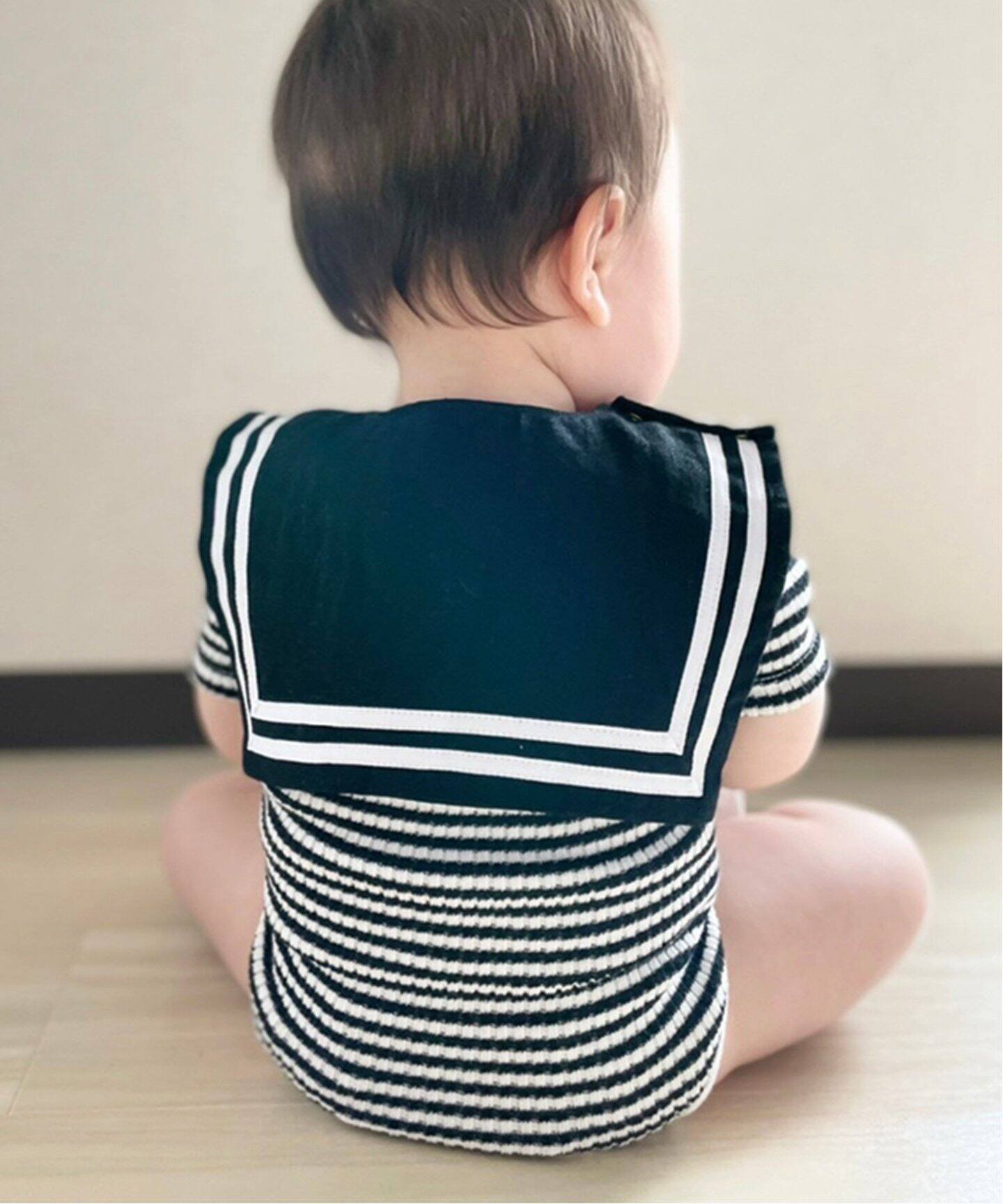 追加》【BASIC】シームレス5分袖ロンパース baby(60cm-70cm)（ベビー 