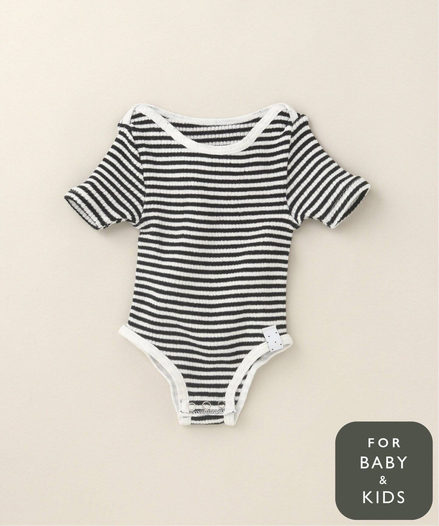 追加》【BASIC】シームレス5分袖ロンパース baby(60cm-70cm)（ベビー 