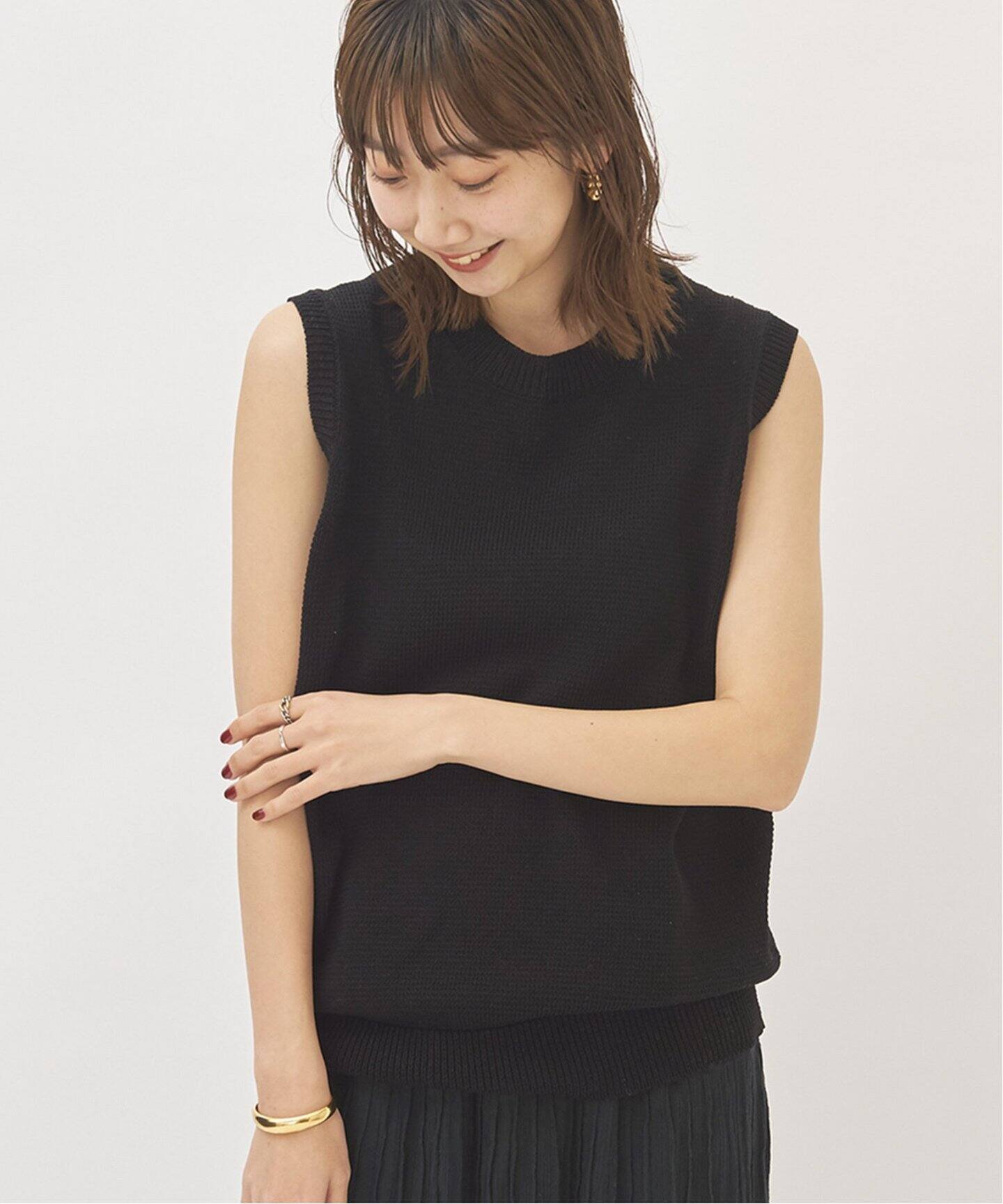 Italian Yarn クルーネックノースリーブ◇（ニット／セーター）｜Plage 