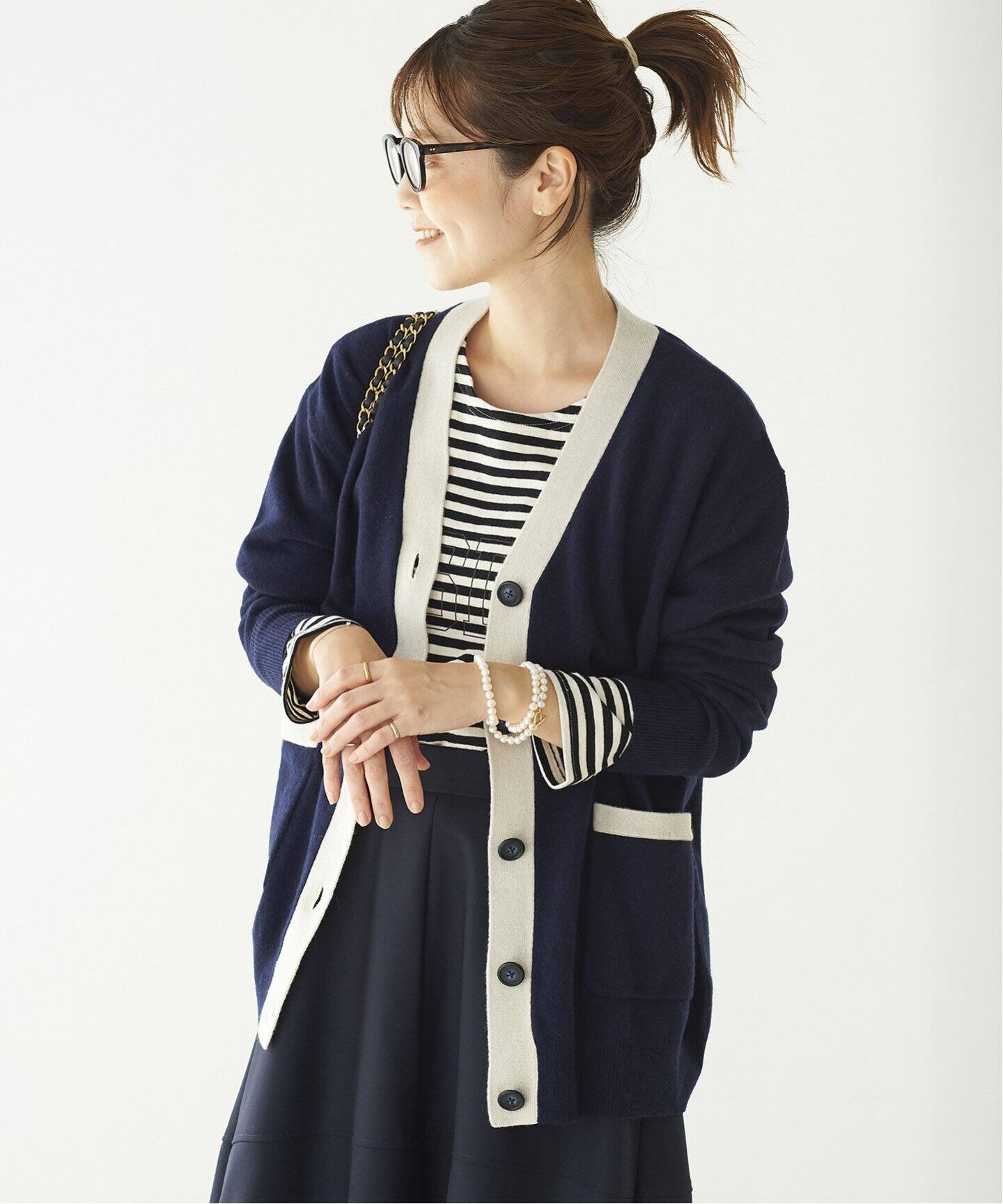 スーパーファインウールカシミヤVネックカーディガン（カーディガン  