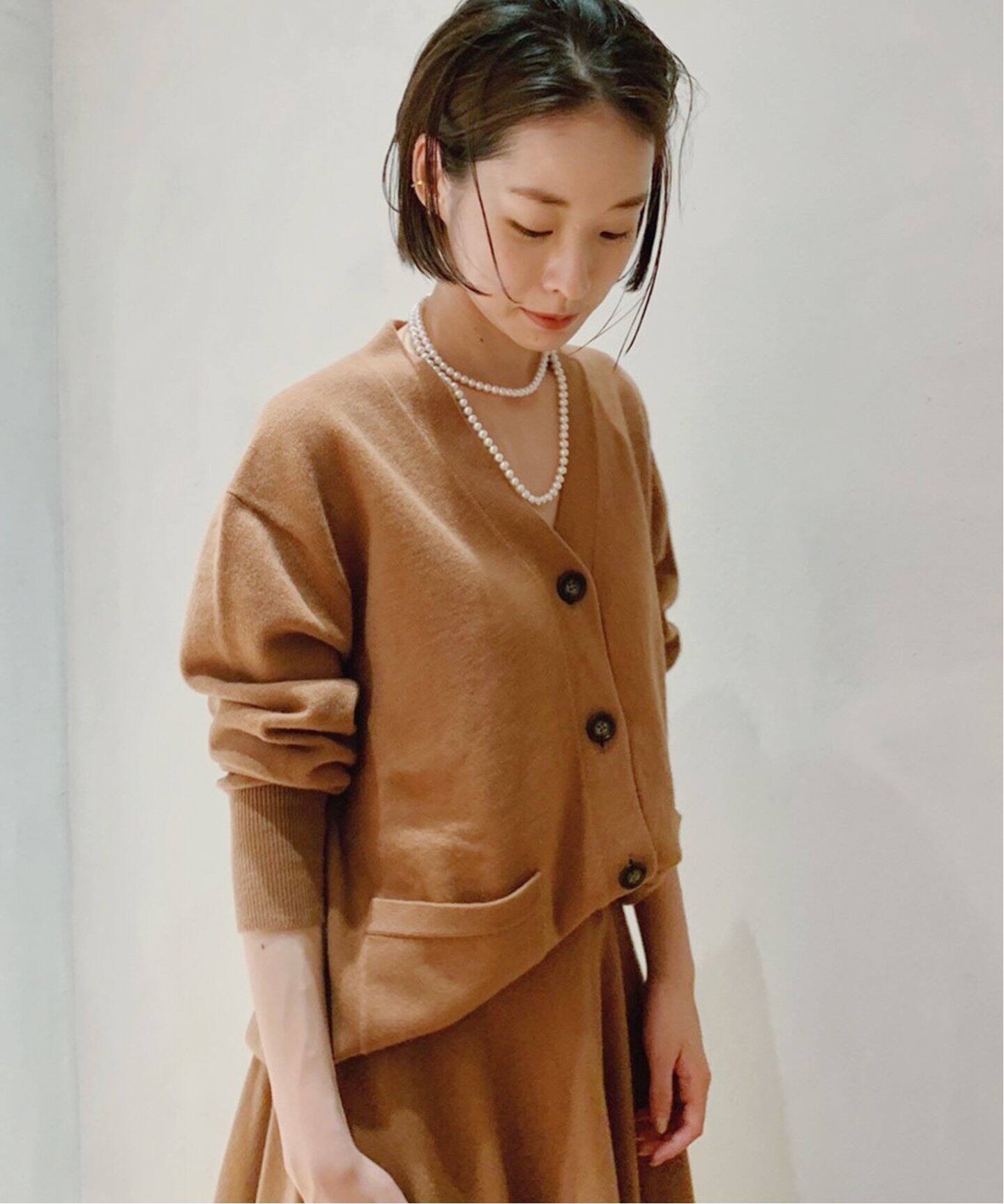 スーパーファインウールカシミヤVネックカーディガン（カーディガン  