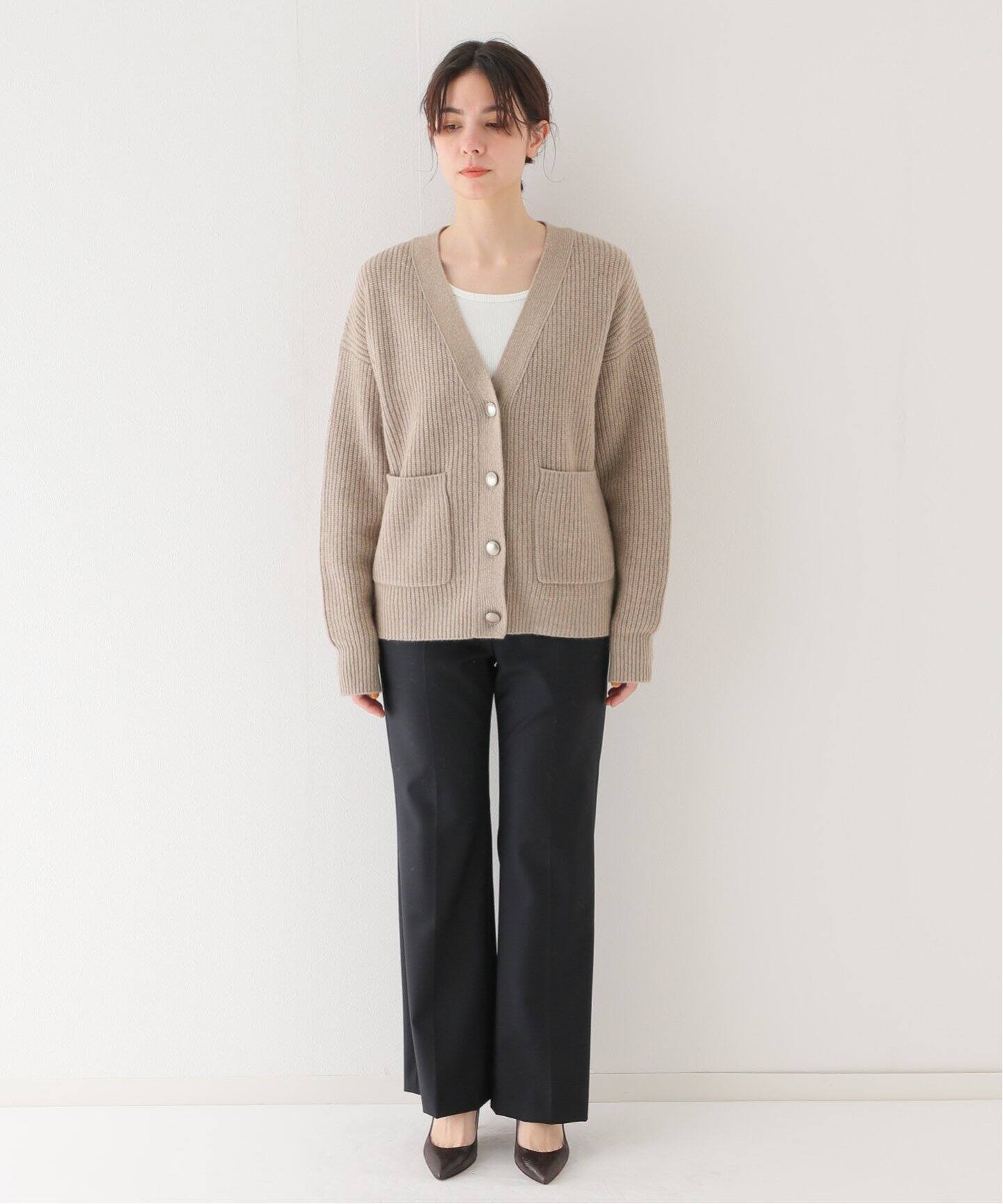 ミドルゲージ カタアゼVネックカーディガン（カーディガン）｜Plage  
