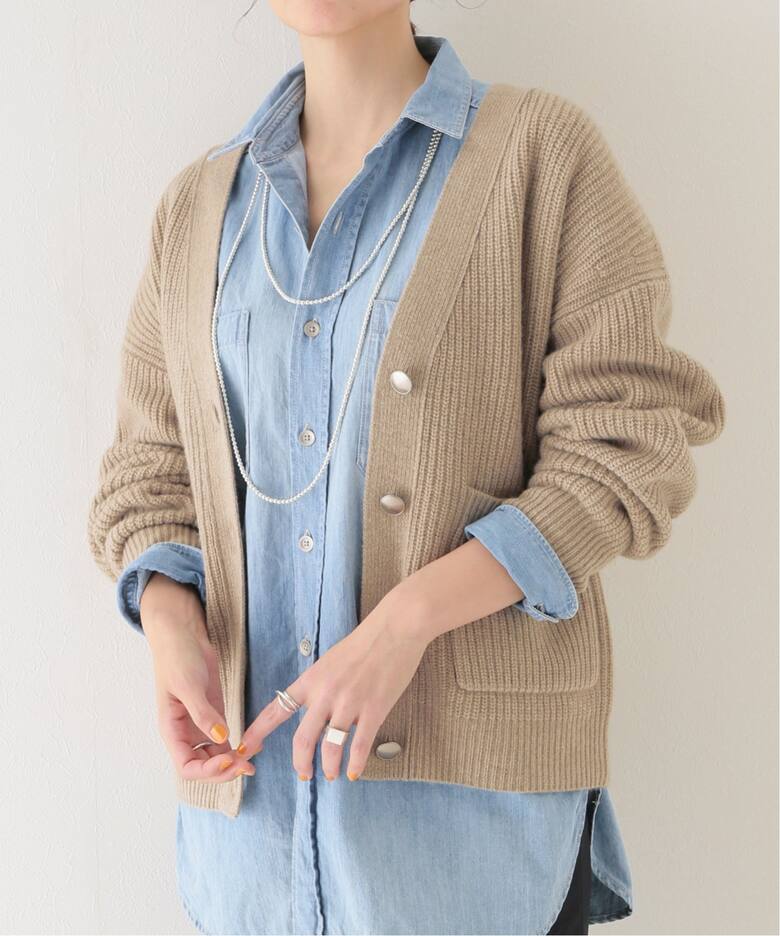 ミドルゲージ カタアゼVネックカーディガン（カーディガン）｜Plage  