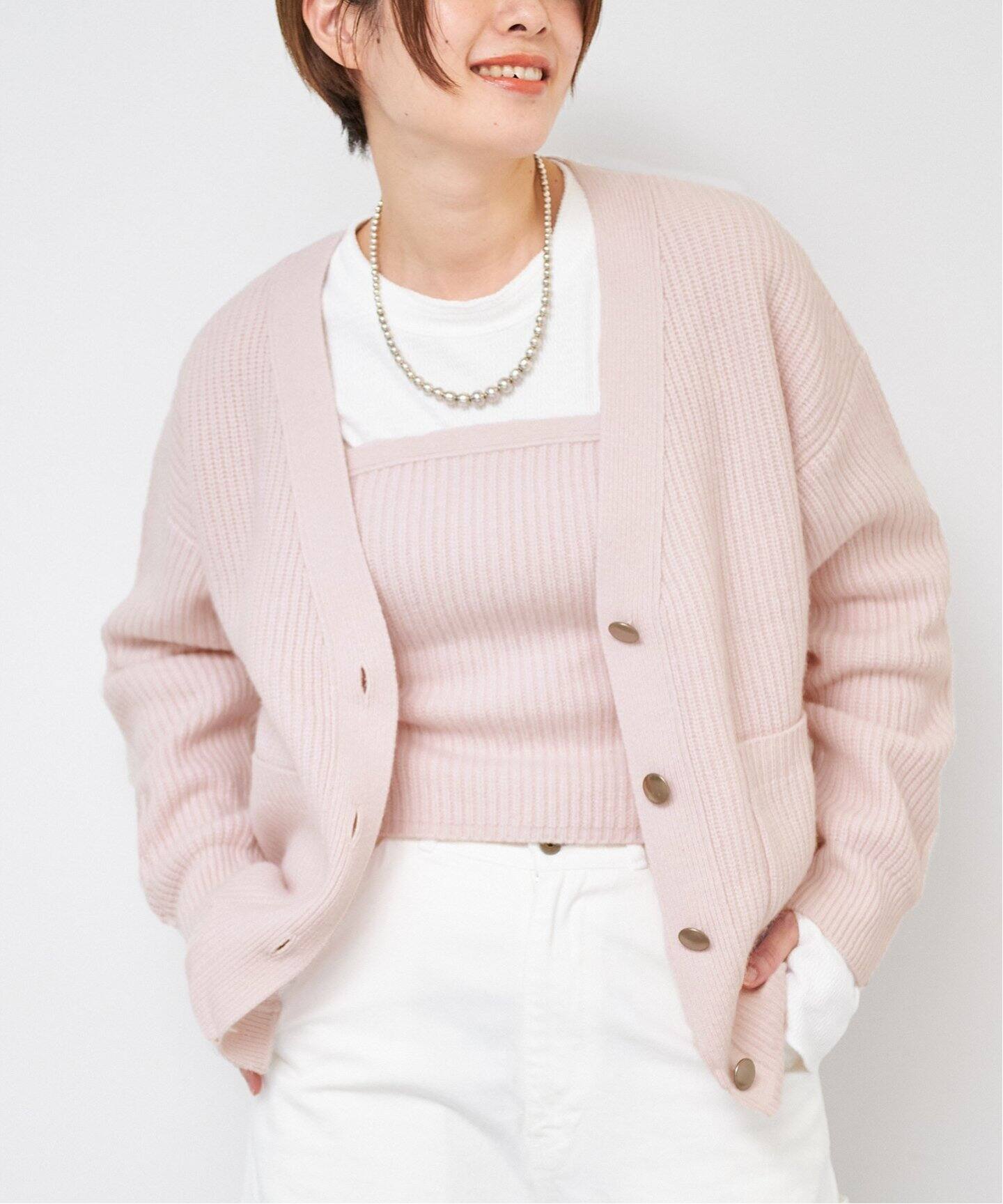 ミドルゲージ カタアゼVネックカーディガン（カーディガン）｜Plage  